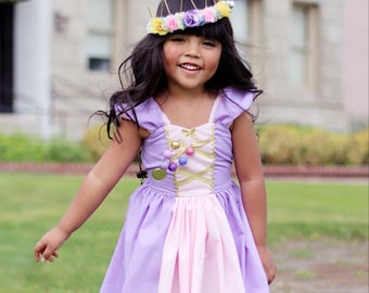 Rapunzel Inspired Dress, Cotton Blend Princess Costume