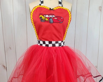 Lightning McQueen Cars costume apron, womens costume, Cars Lightning McQueen running costume, rundisney Pixar costume, Pixar running costume