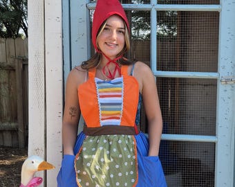 Gnome costume apron, Gnome Halloween apron, women's Halloween costume apron, Halloween costume apron, fast and easy costume, teacher costume