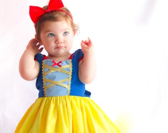 SNOW WHITE dress for baby, toddler and girls, princess dress, play dress, toddler costume