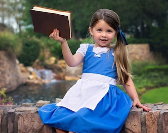 BELLE dress, blue Belle dress, Belle Provincial dress, Belle  costume, toddler dress, practical dress, handmade dress, girls Belle dress