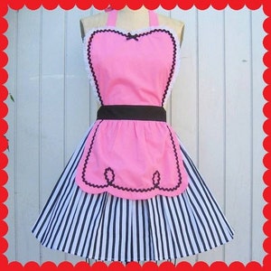 Retro Apron, pink apron, 50s apron, DINER  Apron, WAITRESS apron, ice cream shop apron, candy shop apron, fifties apron