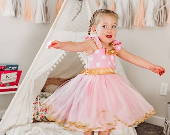 Pink and Gold Birthday Dress MINNIE MOUSE Dress Minnie TUTU Party Dress for Pink and Gold First Birthday Etsy