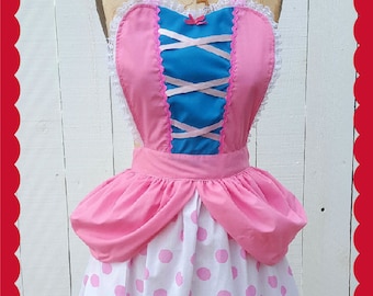Little Bo Peep costume apron, womens costume apron, Bo Peep dress up ap-ron, Toy Story costume, retro apron, fairy tale costume, full apron