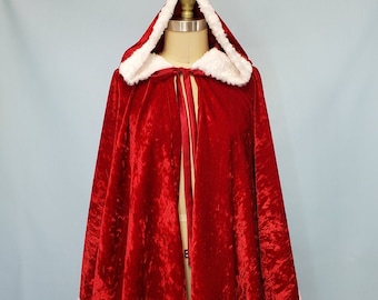 Women's Red Cape, Women's Cindy Lou Who dress, Red Velvet Cape, winter cape, Red Cosplay cape, Mrs Claus Cape, Cindy Lou Who Cape