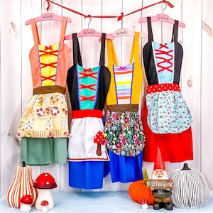 Gnome costume  apron, Woodland apron, women&#39;s Halloween costume apron, Halloween costume apron, fast and easy costume, vintage style costume