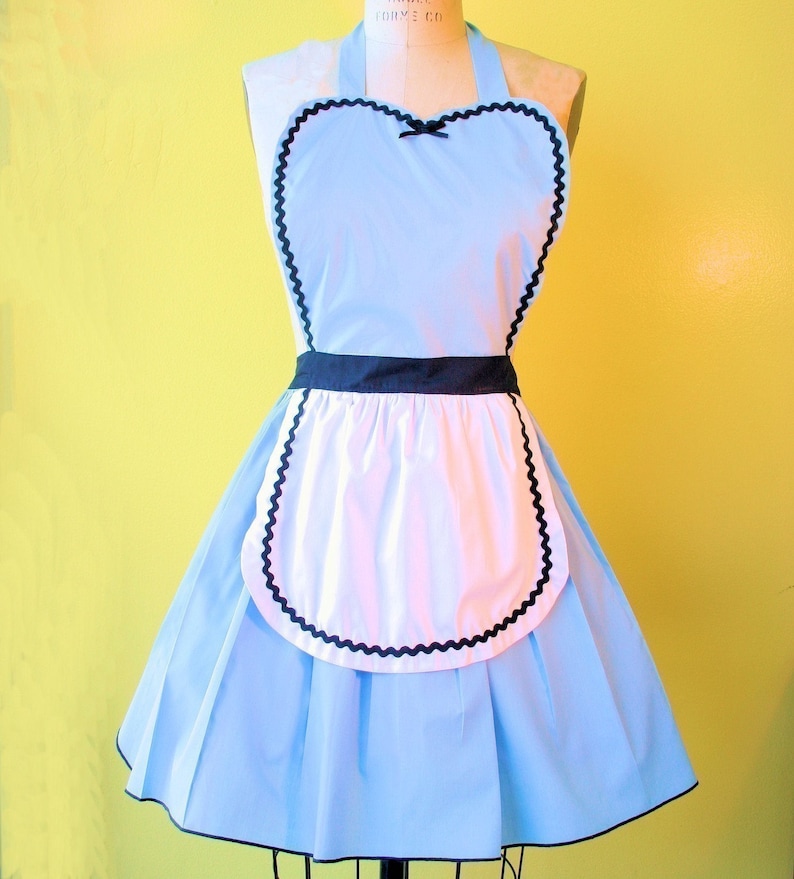 ALICE in WONDERLAND dress up costume apron, Alice Apron, sexy apron, hostess gift , bridal shower gift, cosplay costume, full aprons image 1