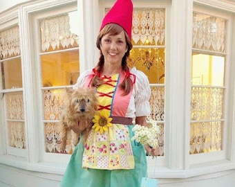 Gnome Costume Apron, Strawberry Print, Women's Halloween Costume