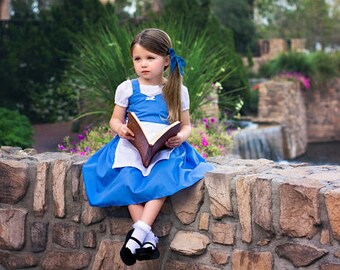 Belle dress, blue Belle dress, Belle Provincial dress, Belle costume, toddler dress, practical dress, handmade dress, girls Belle dress