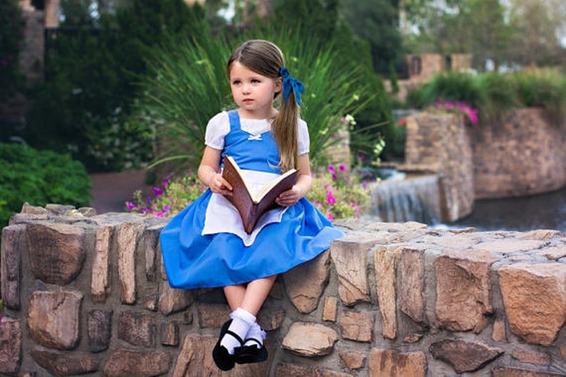 BELLE dress, blue Belle dress, Belle Provincial dress, Belle costume, toddler dress, practical dress, handmade dress, girls Belle dress image 3