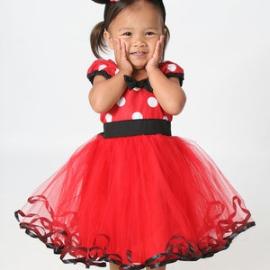 MINNIE MOUSE dress, red and black Minnie Mouse costume, Minnie Mouse TUTU Dress, Red Polka Dot dress, 1st Birthday oufit girl, tulle dress