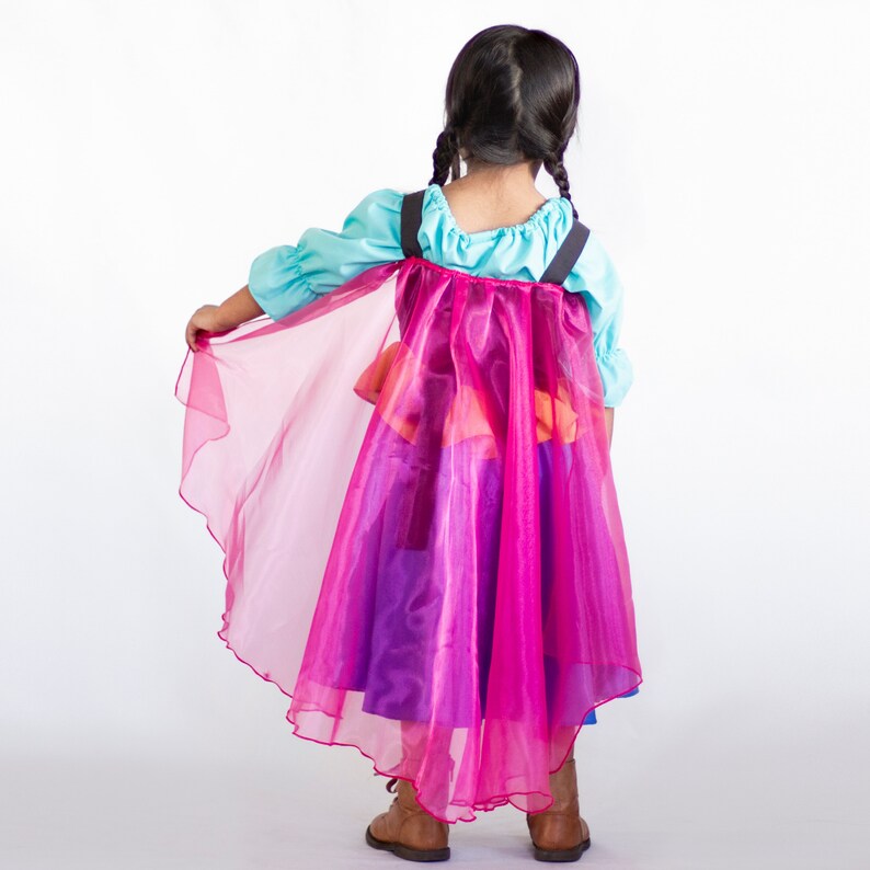 Anna dress with cape Superhero princess dress Princess dress Frozen dress princess cape dress Anna costume cape
