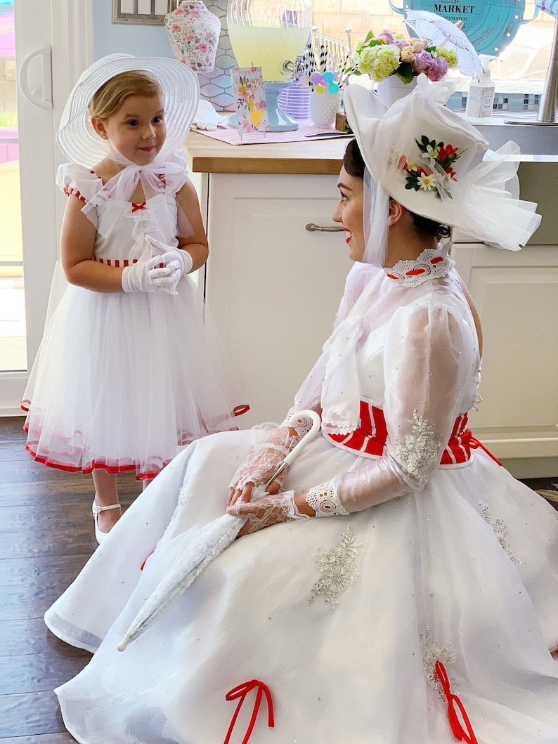 MARY POPPINS dress, Mary Poppins costume, girls costume, tea party dress image 8