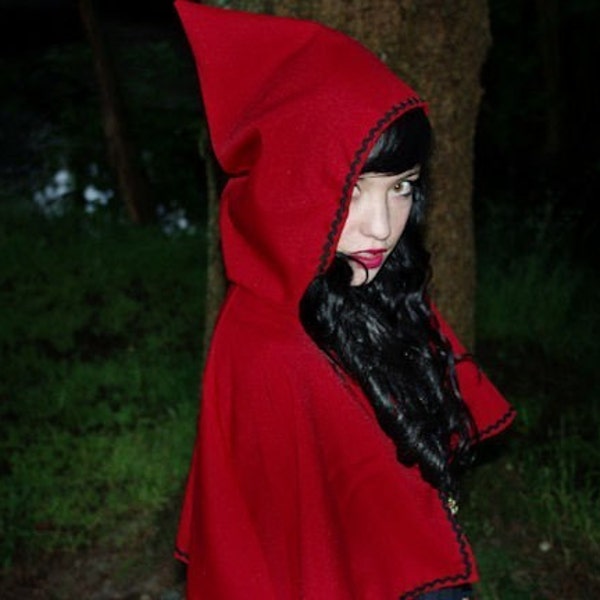 Red Riding Hood Cape: Women's Storybook Costume, Ric Rac Trim