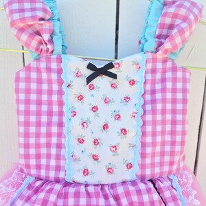 Miss Muffet Costume, Pink Gingham Dress, Spider Detail, Hat Set image 3