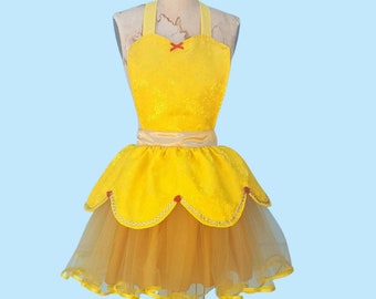 Belle costume APRON,  Princess costume  apron, Belle tutu apron,  Beele dress up, cosplay costume, running costume, Beauty and the Beast