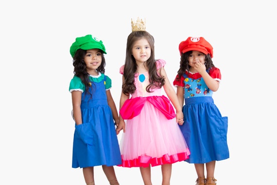 Princess Peach Costume Girls Super Mario Costume Princess Etsy Uk