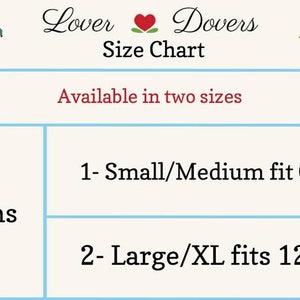 May include: Size chart for women's clothing, showing two sizes: Small/Medium fits sizes 0-12/14 and Large/XL fits sizes 12-24.