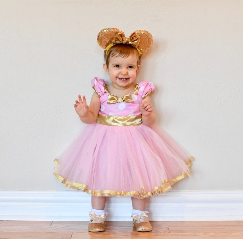 Pink and Gold Birthday Dress MINNIE MOUSE Dress Minnie TUTU - Etsy