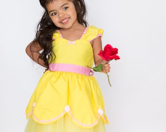 BELLE dress for girls, Belle Costume, Princess dress, Belle TUTU dress from Lover Dovers, handmade girls Halloween  costume