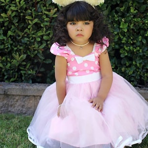 Minnie Mouse dress, Pink dot dress, pink Minnie Mouse dress, Minnie Mouse dress, polka dots dress, toddler dress, Girls Dress pink and white