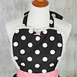 APRON, retro apron, kitchen apron, Lucy apron, black polka dot apron, apron for women, vintage apron, hostess gift, gift for her image 5