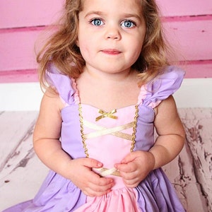 RAPUNZEL costume dress, Rapunzel dress, princess dress for toddler girls, Rapunzel birthday party dress, play dress image 1