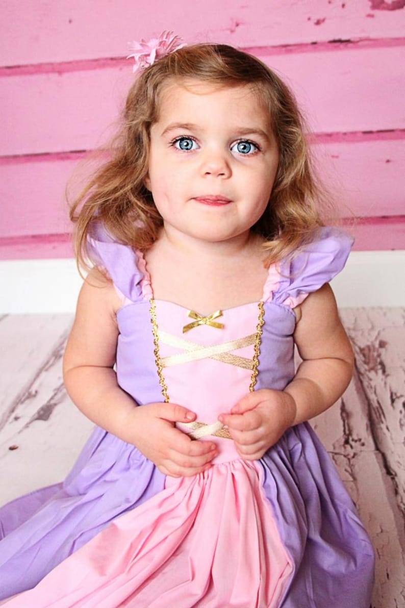 RAPUNZEL costume dress, Rapunzel dress, princess dress for toddler girls, Rapunzel birthday party dress, play dress image 1