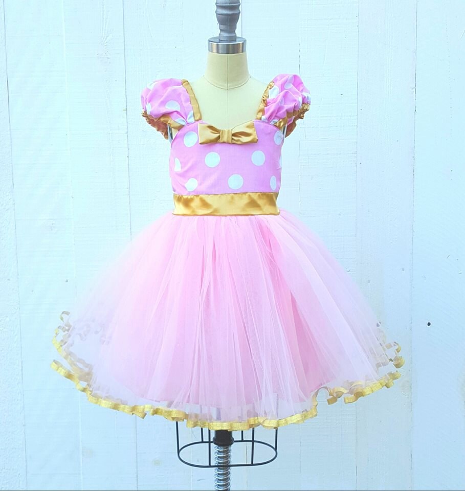 Pink and gold minnie mouse dress Outlet