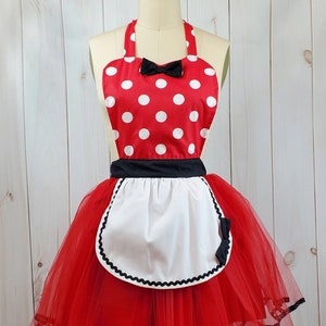 Minnie Mouse costume APRON,  Minnie Mouse running costume apron, red Minnie Mouse running costume, rundisney costume, disneybound outfit