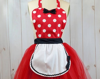 Minnie Mouse costume APRON,  Minnie Mouse running costume apron, red Minnie Mouse running costume, rundisney costume, disneybound outfit