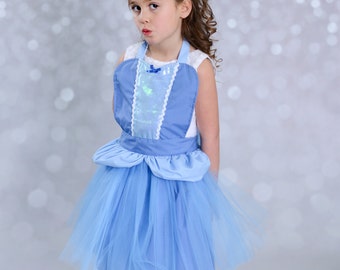 CINDERELLA apron girl Cinderella apron with   TUTU apron dress up  for girls