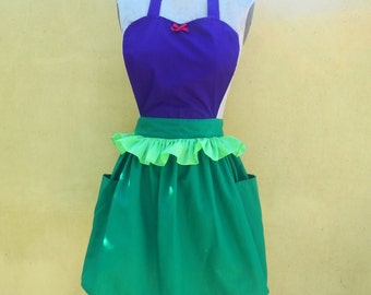 Ariel Costume Apron, Mermaid apron little Mermaid apron Ariel apron  princess APRON  Princess style  womens full Apron Ariel costume