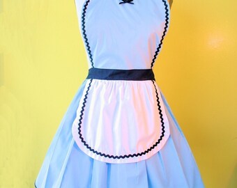 ALICE in WONDERLAND apron, sexy apron,  hostess apron, bridal shower gift, womens apron, flirty apron, Alice in Wonderland costume