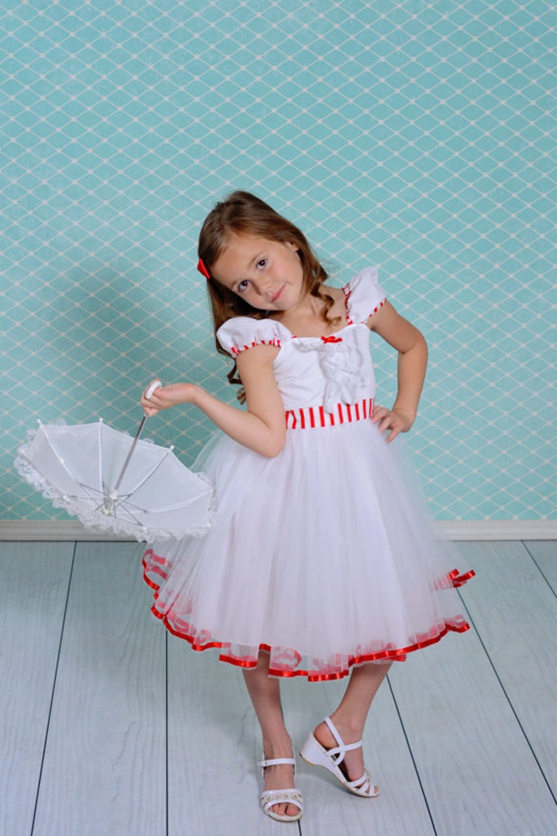 MARY POPPINS dress, Mary Poppins costume, girls costume, tea party dress image 5