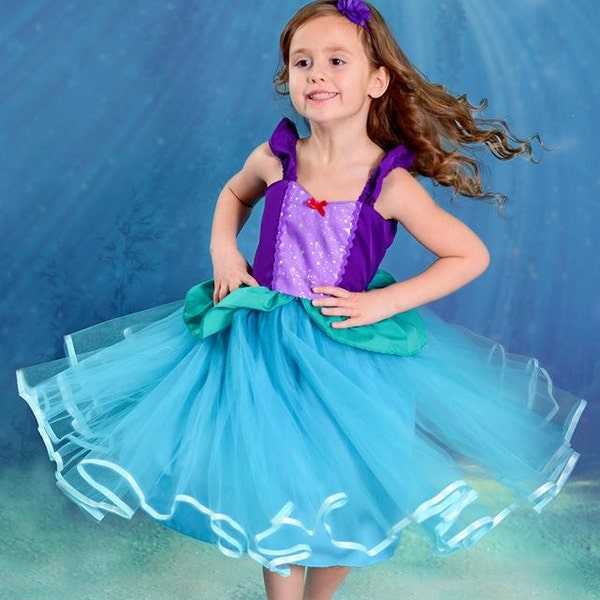 ARIEL dress  Ariel costume Ariel princess dress for toddlers and girls vacation outfit Ariel  birthday party costume mermaid dress 7/8 10/12