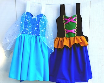 Elsa dress, Anna dress,  princess  dress,  Frozen dress,  birthday party dress, vacation princess dresses, toddler princess dress