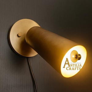 Mid Century Adjustable Brass Spot Light, Raw Brass Wall or Ceiling Light Fixture, Vintage Focus Lighting for Living Room