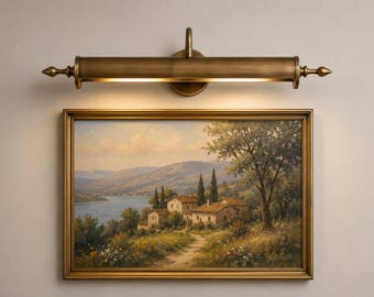 Raw Brass Picture Lamp, Vintage Sconce, Gallery Artwork Display, Library Fixture, Handmade