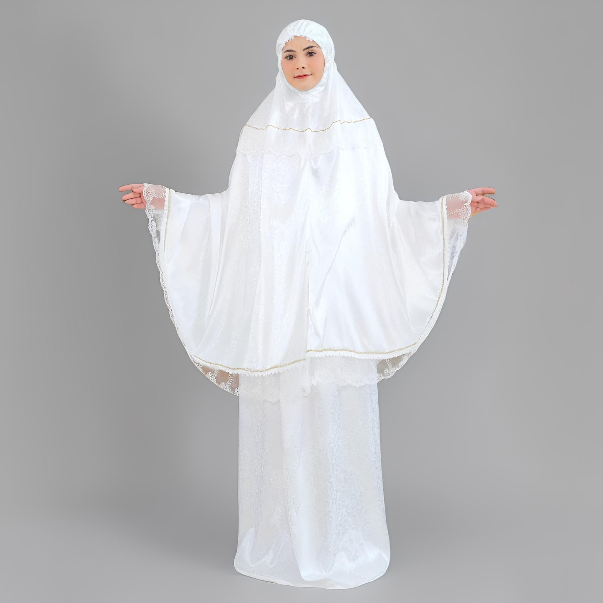ムケナ(女性用お祈り衣装) Zenia Elegance: 2-in-1 レーザーカット 大人用ムケナ、女性用祈祷
