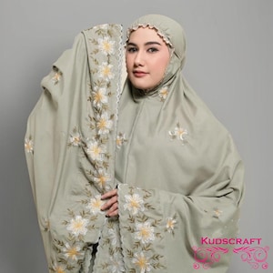 Arra Adsila Women Embroidered Prayer Set, Women Prayer Set, Prayer Dress, Mukena, Prayer Set, Prayer clothes