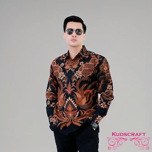 Wijaya Batik Shirt - Men&#39;s Long Sleeve, Traditional Meets Modern, Men Batik, Batik, Men Batik Shirt, Batik Shirt, Batik for Men