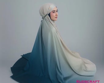 Luxury Mukena Aleta: Ombre Design in Premium Silk with Lasercut Finish, Women Prayer Set, Prayer Dress, Mukena, Prayer Set, Prayer clothes