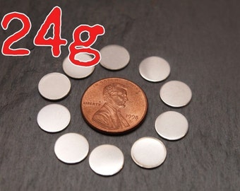 10 Pack of 3\/8 inch sterling silver discs for metal stamping 24 gauge