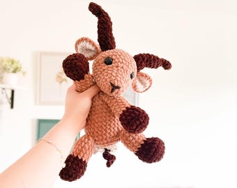 Goat Crochet Pattern PDF | Amigurumi Ibex Plush Toy | Low Sew Animal Pattern for Beginners