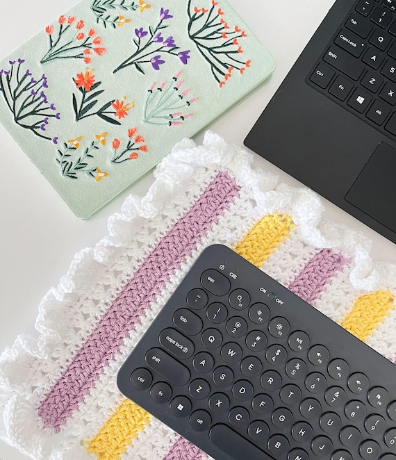 Crochet Keyboard Mat Pattern: Striped Desk Pad (PDF Download)