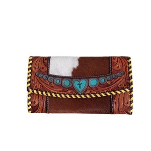 Cartera/bolso de mano de piel de vacuno Hairon. Bolsos de mano de piel Hairon repujada, bolsos de mano de piel para mujer, carteras de piel repujada, bolsos de mano de piel de vacuno. Regalos para ella.