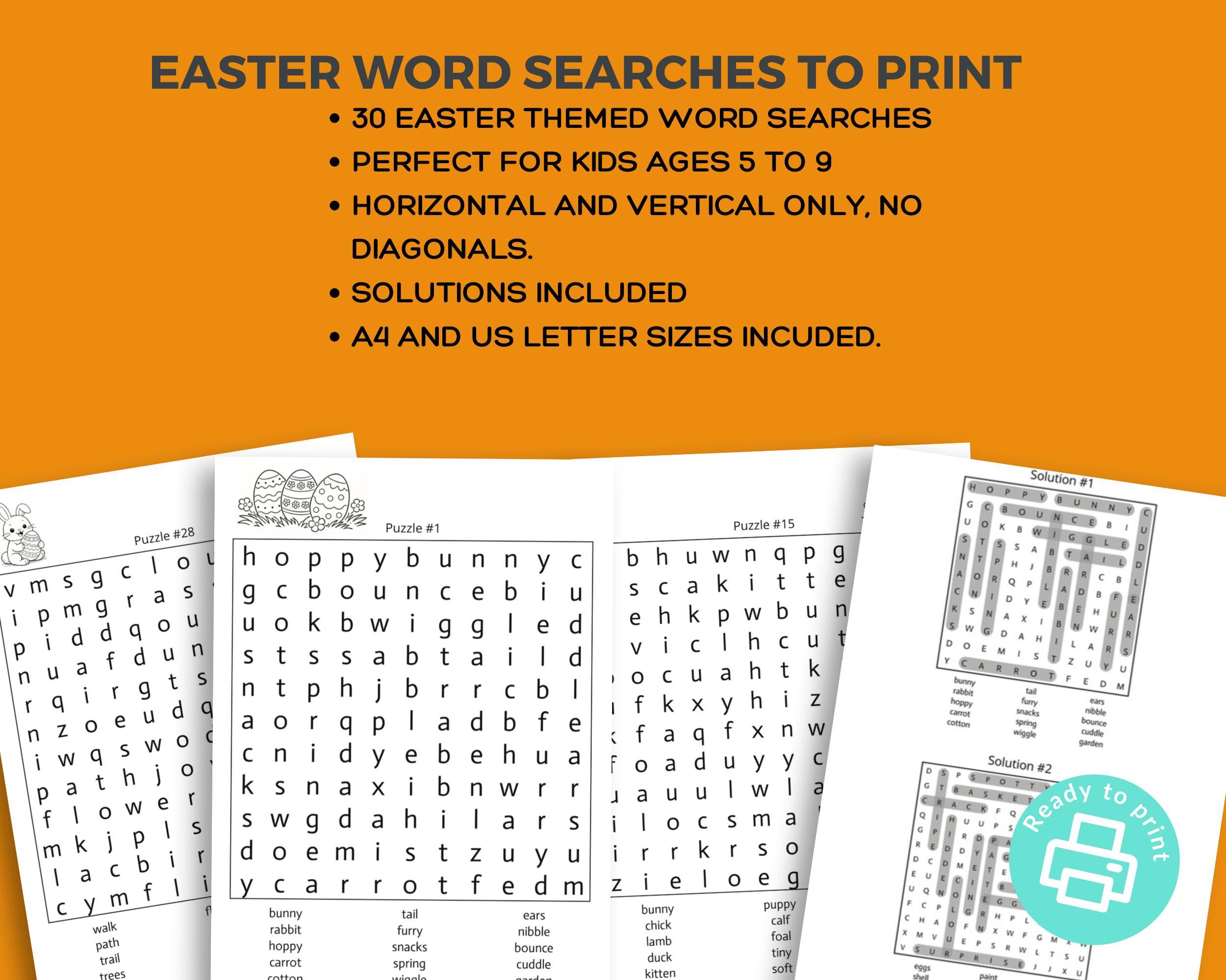 Easter Word Search Printable – Kids Activity, Ages 5-9 (instant ...