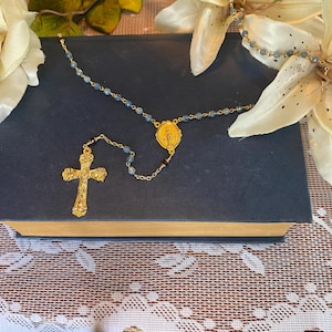 Maris Stella Rosary | Handmade Aquamarine/Garnet Rosary
