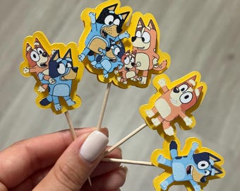 Bluey Birthday Cupcake Toppers: Custom 3D Cardstock Party Decor - Etsy